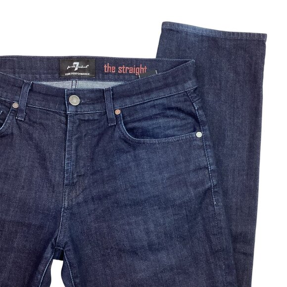 7For All Mankind Straight Jeans Luxe Performance Dark Blue NWOT - Picture 10 of 14